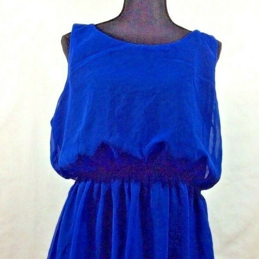 Issi Modest Dress Sz XL Blue Sheer Overlay